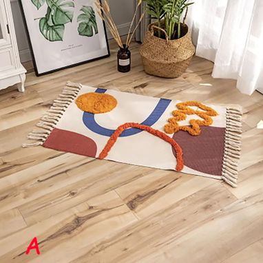Custom Made Chic Entryway Laundry Rug,Printed Throw Doormat With Fringe Machine Washable