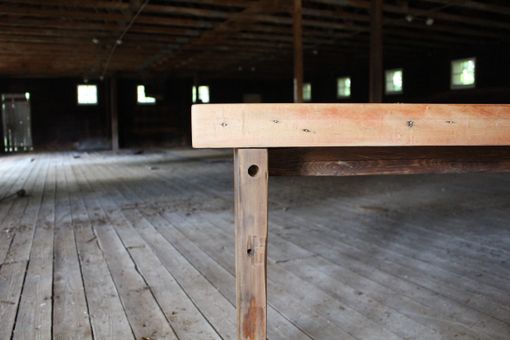 Custom Made Reclaimed Barn Wood And Bowling Alley Console Table
