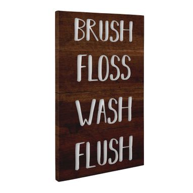 Custom Made Brush Floss Wash Flush Bathroom Canvas Wall Art