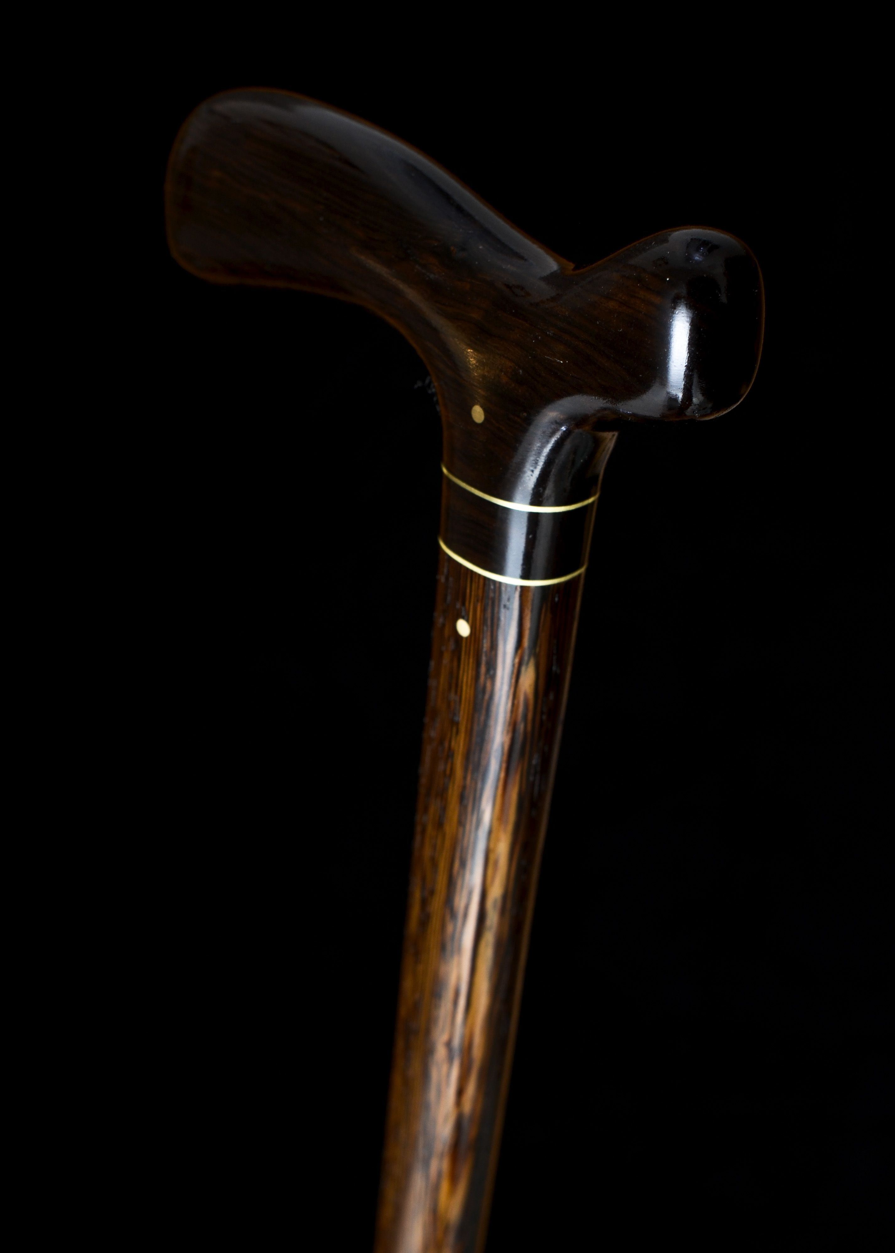 Hand Made Handmade Walking Cane In Blackwood And Wenge Wood With Brass Walking Stick, Gift