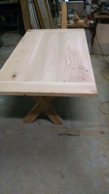 Custom Made Three Board Cypress Table With Bread Board Ends