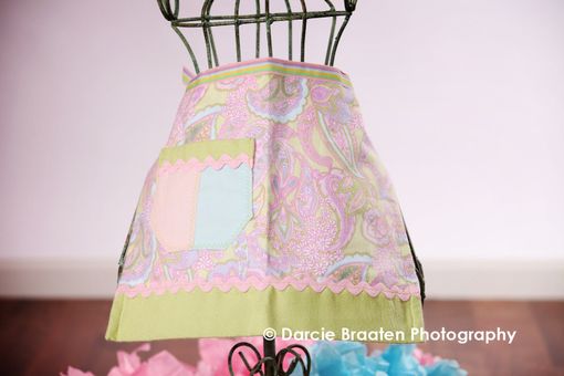 Custom Made Celery Green, Baby Pink, And Baby Blue Flannel Apron "Cotton Candy''