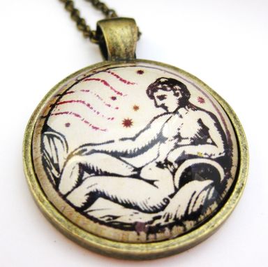 Custom Made Vintage Style Aquarius Pendant On Rolo Necklace