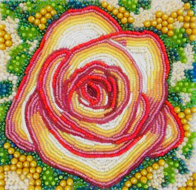 Custom Made Seed Bead Embroidered Rose