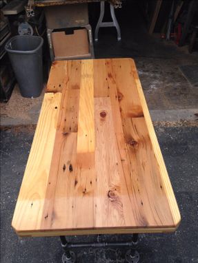 Custom Made Reclaimed Wood Steel Pipe Leg Table