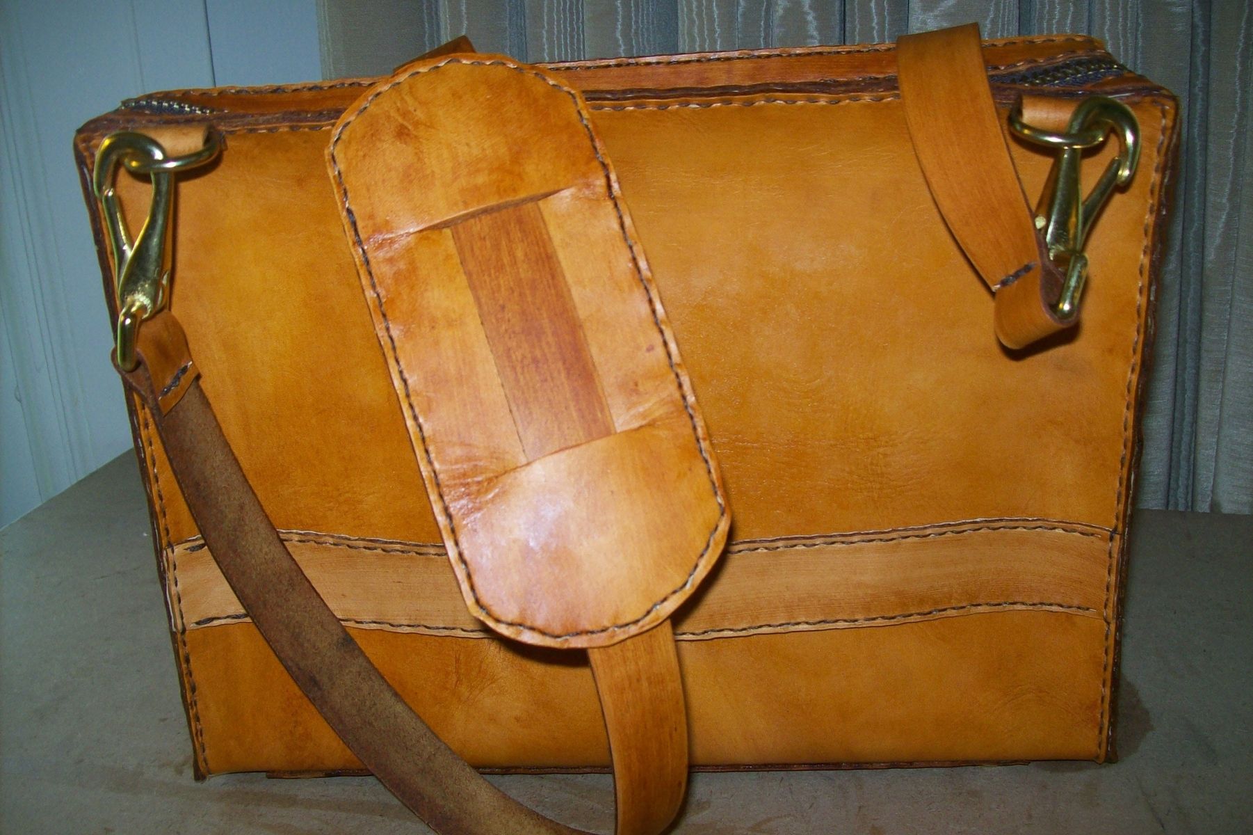 Custom Leather Laptop Bag For Macair 11 by Kerry's Custom Leather