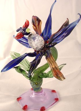 Custom Made Flower With Hummingbird Sculpture