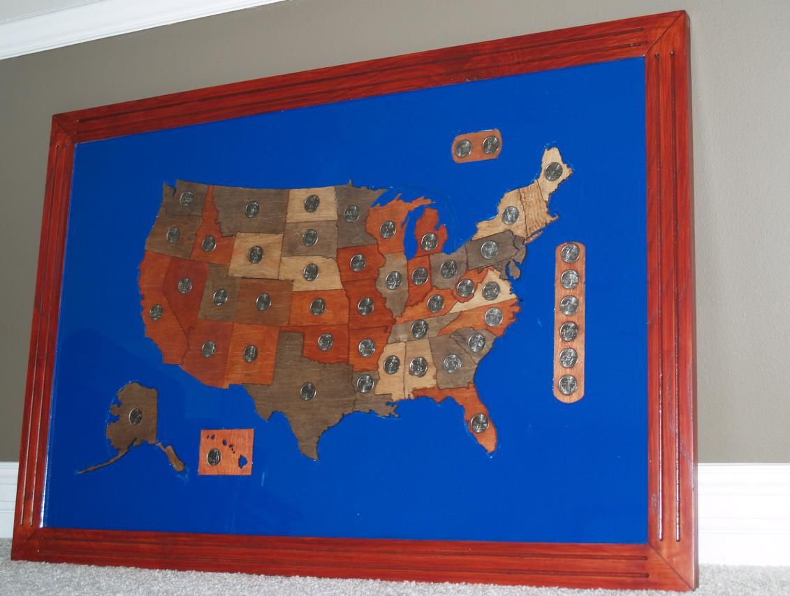 Handmade State Quarter Display by Cannon Custom Woodworking LLC
