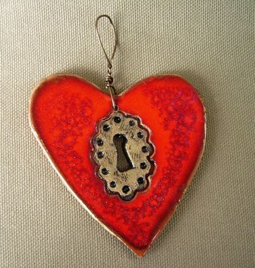 Custom Made Key Hole Red Heart Ornament