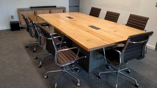 Custom Made Reclaimed Wood And Steel Industrial Conference Table