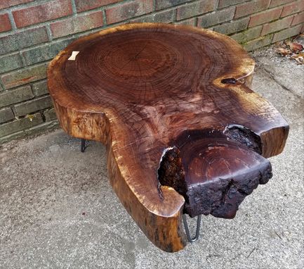 Custom Made Live Edge Coffee Table- Round Table- Tree Slice- Log Table- Thick- Walnut- Natural Wood- Reclaimed