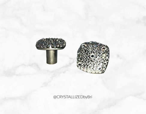 Custom Made Bling Cabinet Knobs Crystallized Square Satin Nickel European Crystals Bedazzled Home Decor
