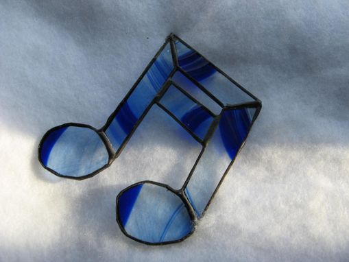 Custom Made Musical Symbols Stained Glass Set In Blue