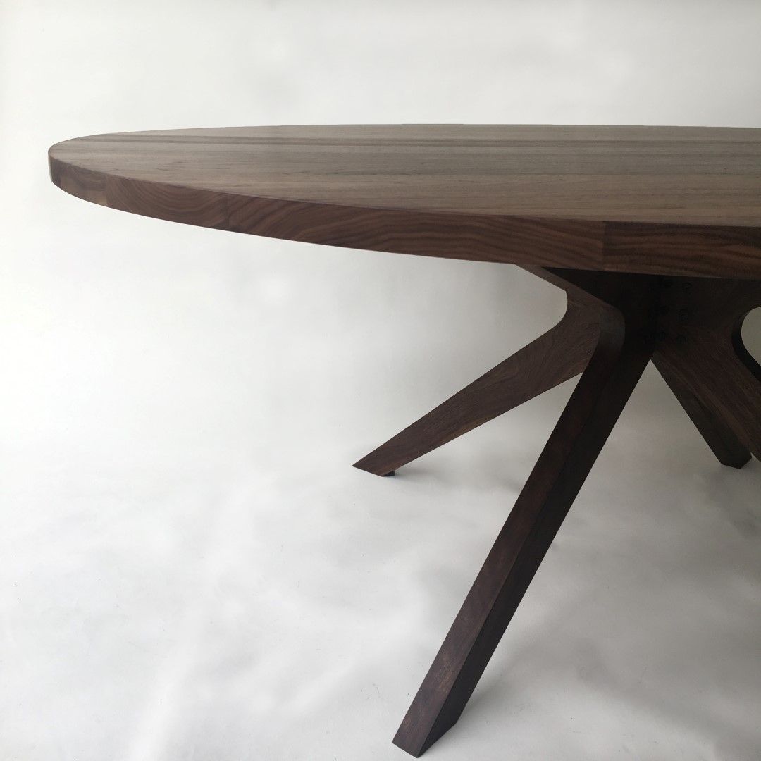 Buy Custom Contemporary Modern Solid Walnut Round Dining Table With Sculptural Solid Walnut Legs Seats 6 8 Made To Order From Studio1212 Custommade Com