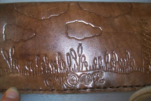 Custom Made Custom Leather Checkbook Cover With Wheat And Personalization