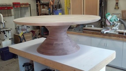 Custom Made Round Walnut Table Base 78" Diameter Table Top