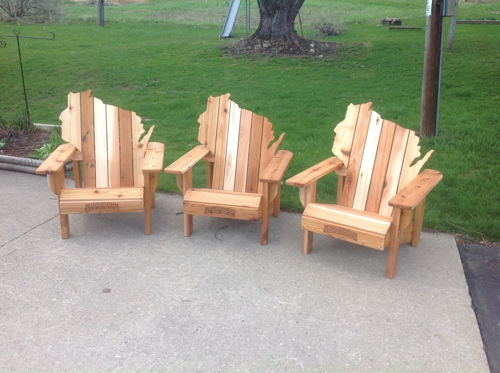Hand Made Cedar Adirondack Wisconsin Chairs With Personalized Laser