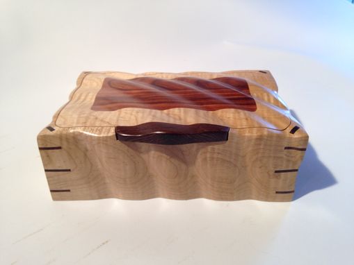 Custom Made Sculpted Curly Maple & Rosewood Jewelry, Watch, Keepsake, Or Wedding Box