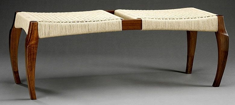 Handmade Danish Cord and Hardwood Bench 36x 13x 18 