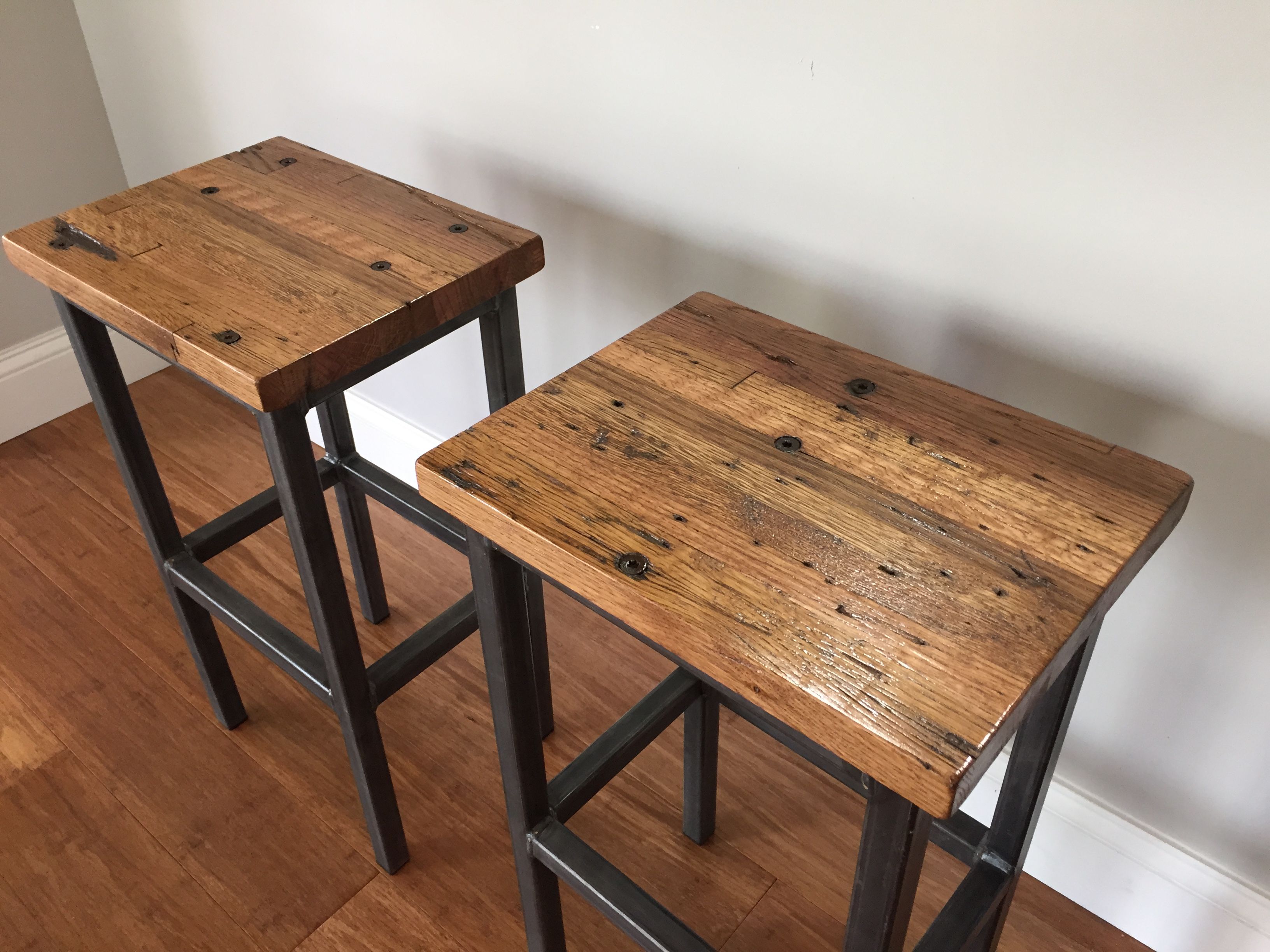 mission style oak bar stools