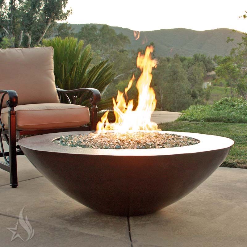 Hand Crafted 45 Inch Copa Moreno, Hammered Copper Fire Pit Table