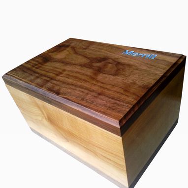 Custom Made Maple And Walnut Keepsake Box With Turquoise Inlay