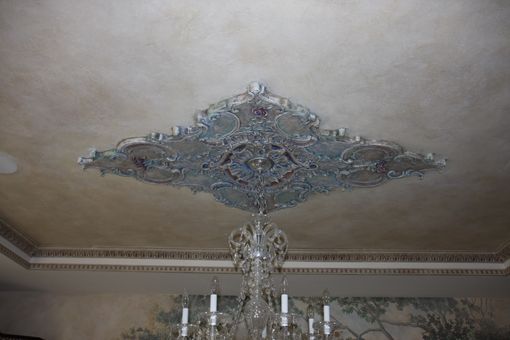 Custom Made Dining Room Finishes, Murals Ceiling Crown And Molding Details