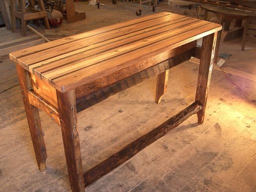 Custom Made Butcher Block Kitchen Island From Reclaimed Hardwood And Rustic Pine Base
