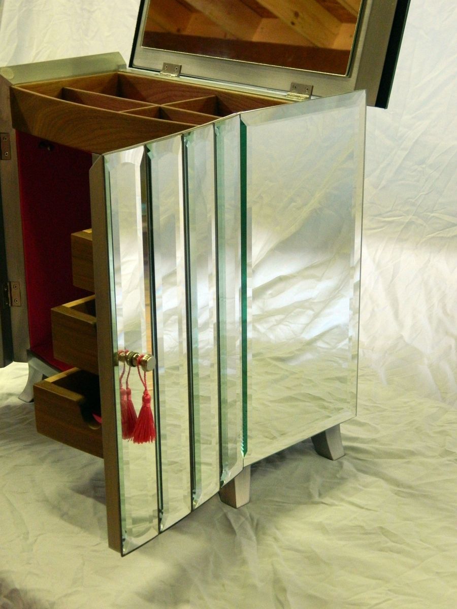 Custom Made Glass Mirror Jewelry Box by The Chicago Bench Co