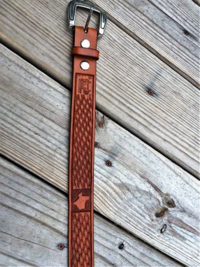 Custom Made Western Basketweave Handtooled Belt Personalized