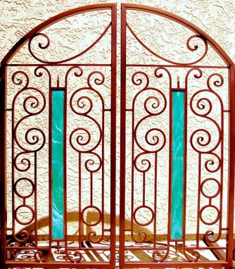 Custom Made Iron & Stained Glass Gate, Wine Cellar Door, Courtyard Gate