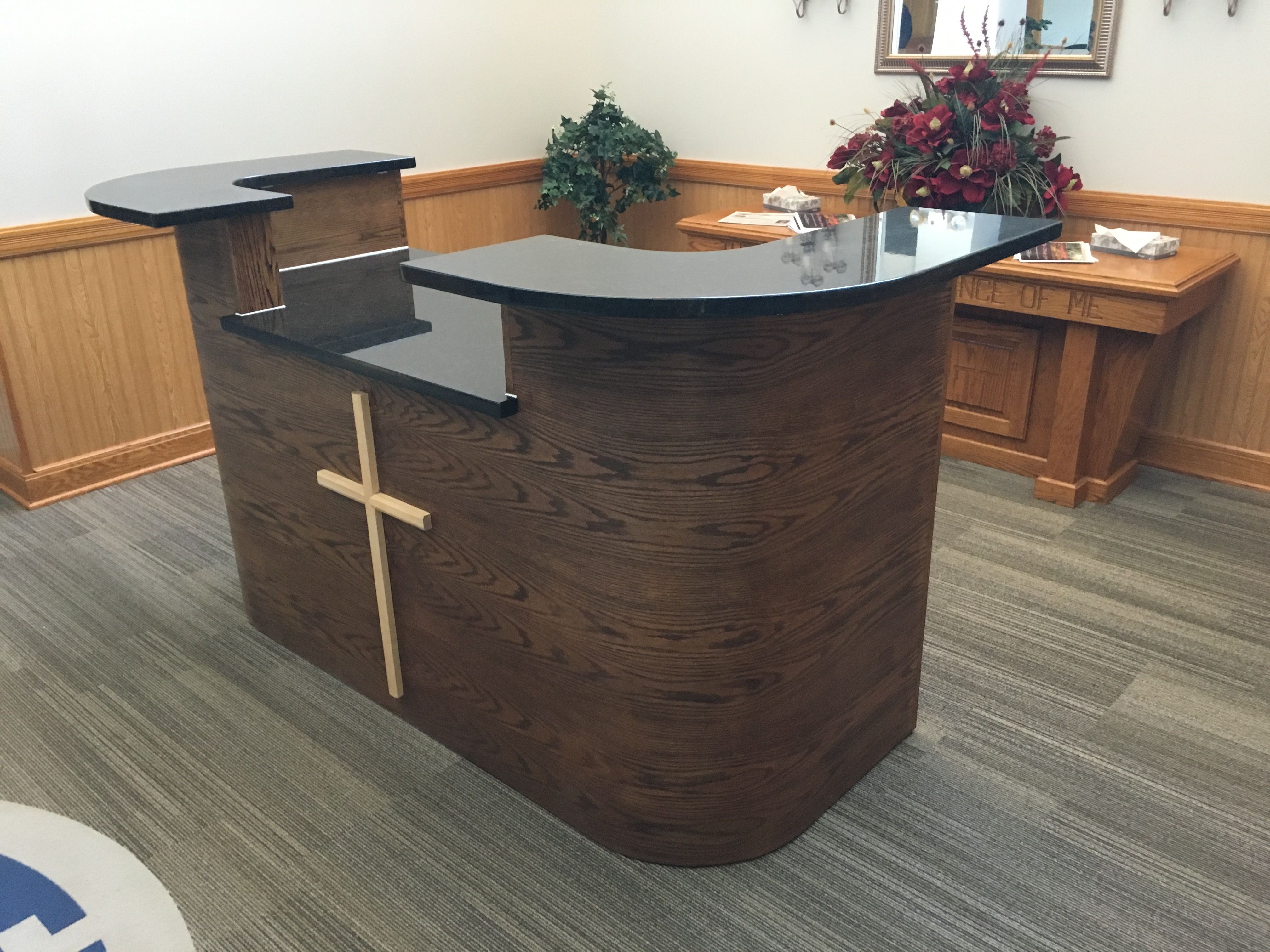 Custom Made Curved Oak Reception Desk By Craft Made In The Usa