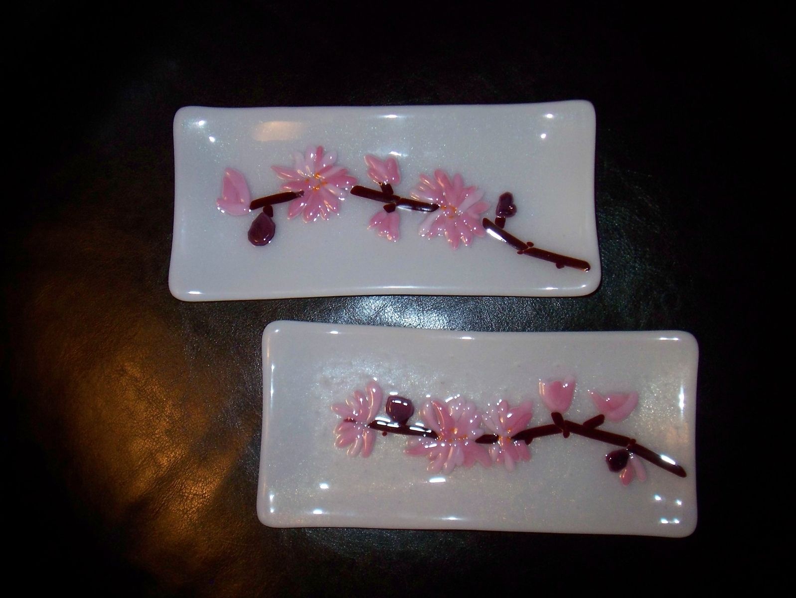 Hand Crafted Cherry Blossom Plates For Wedding Or Anniversary by Crazy