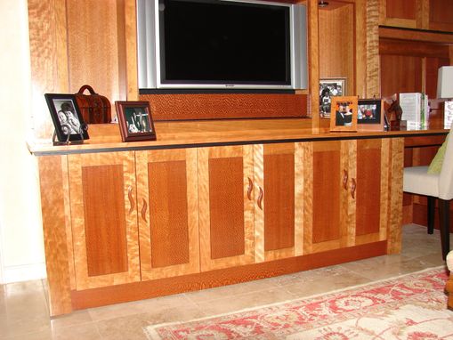 Custom Made Exotic Wood Wall Unit By Michael Pratt Woodworking