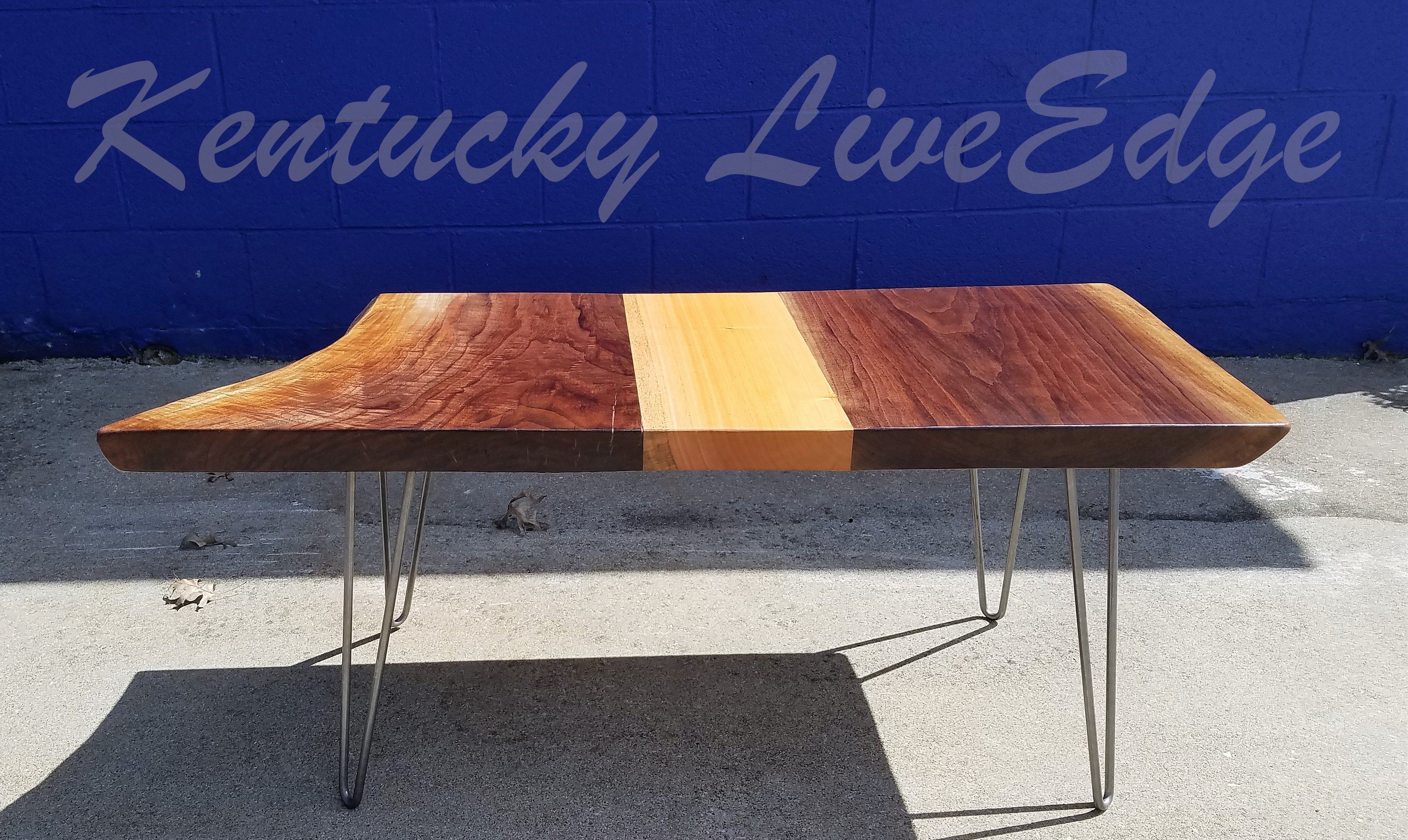 Hand Made Live Edge Coffee Table Walnut And Mahogany Modern Rustic Sustainable Reclaimed By