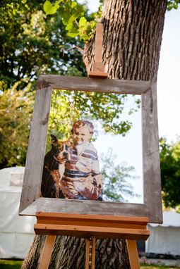 Custom Made Marquetry Portrait Inlay In Mirror With Barnwood Frame
