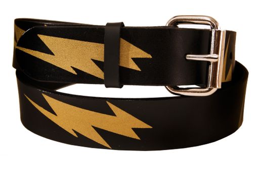 Custom Made Lightning Bolt Leather Belt