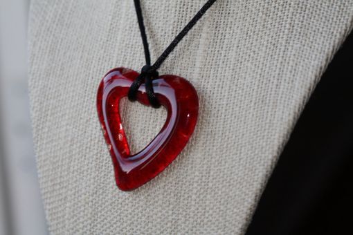 Custom Made Fused Glass Heart Pendant