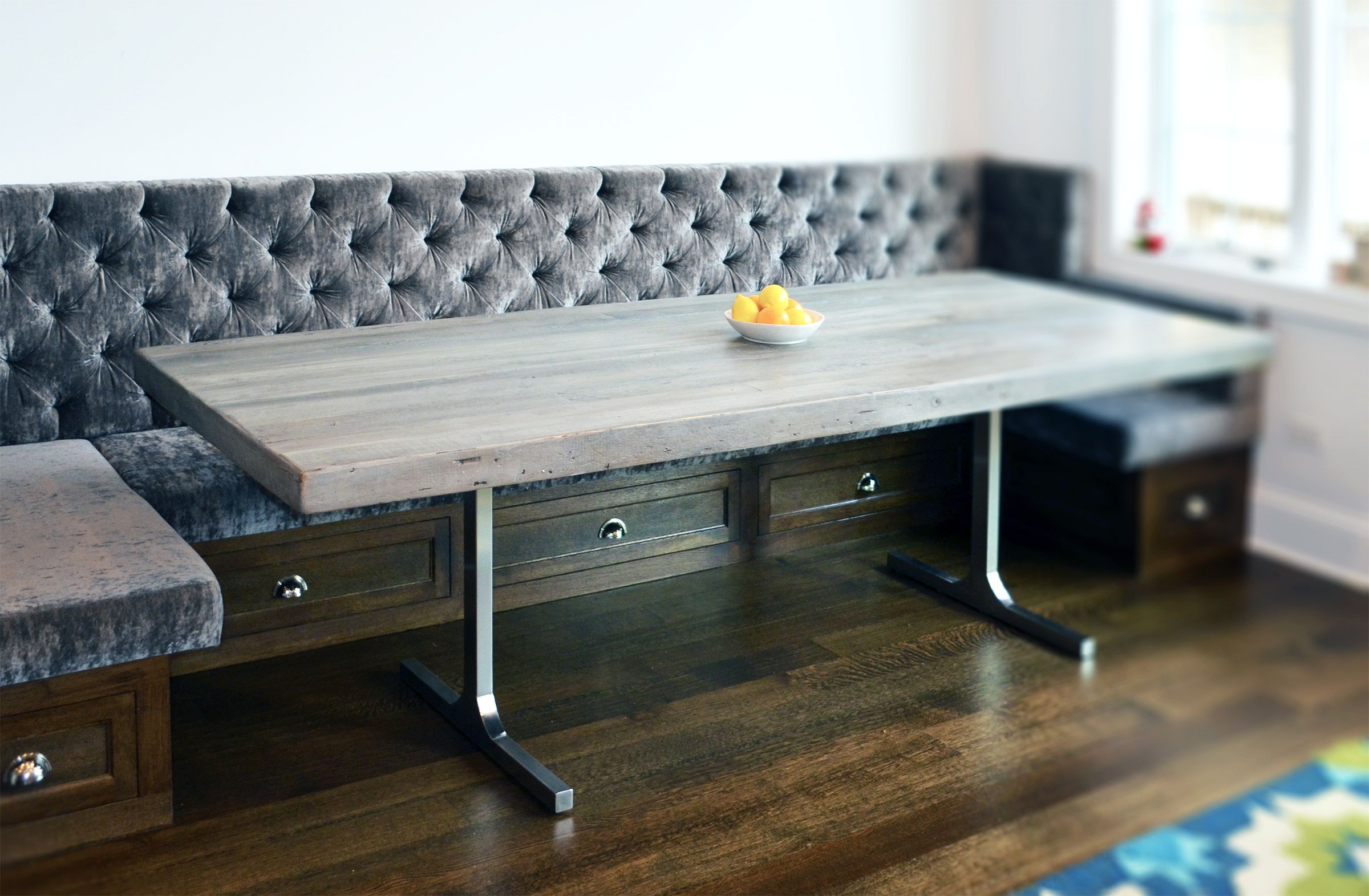 Grey Dining Room Table With Bench