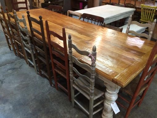 Custom Made 8 Foot Antique Heart Pine Farmhouse Table
