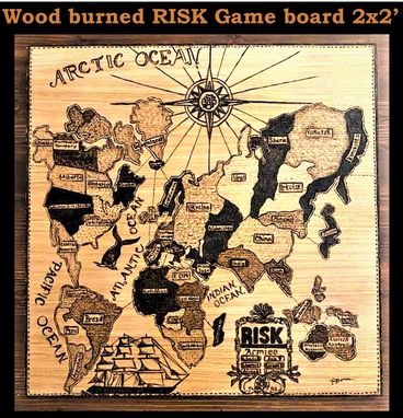 Custom Made Risk Board Game, Risk, Large, Custom Wood Board, 2x2', Hand Created, Wood Burned