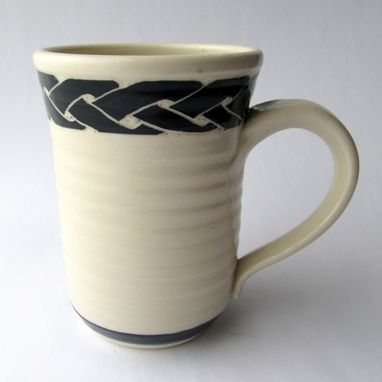 Custom Made Handmade Stoneware Mug With Celtic Knot In Black And White