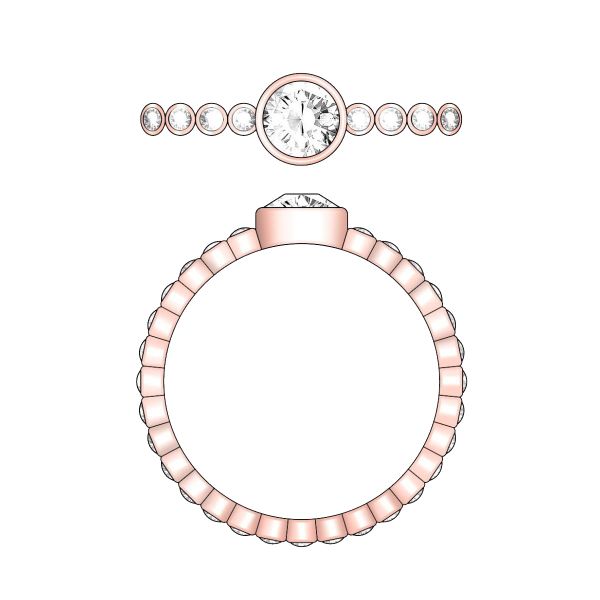Lab-created diamonds set in rose gold create a showstopper.