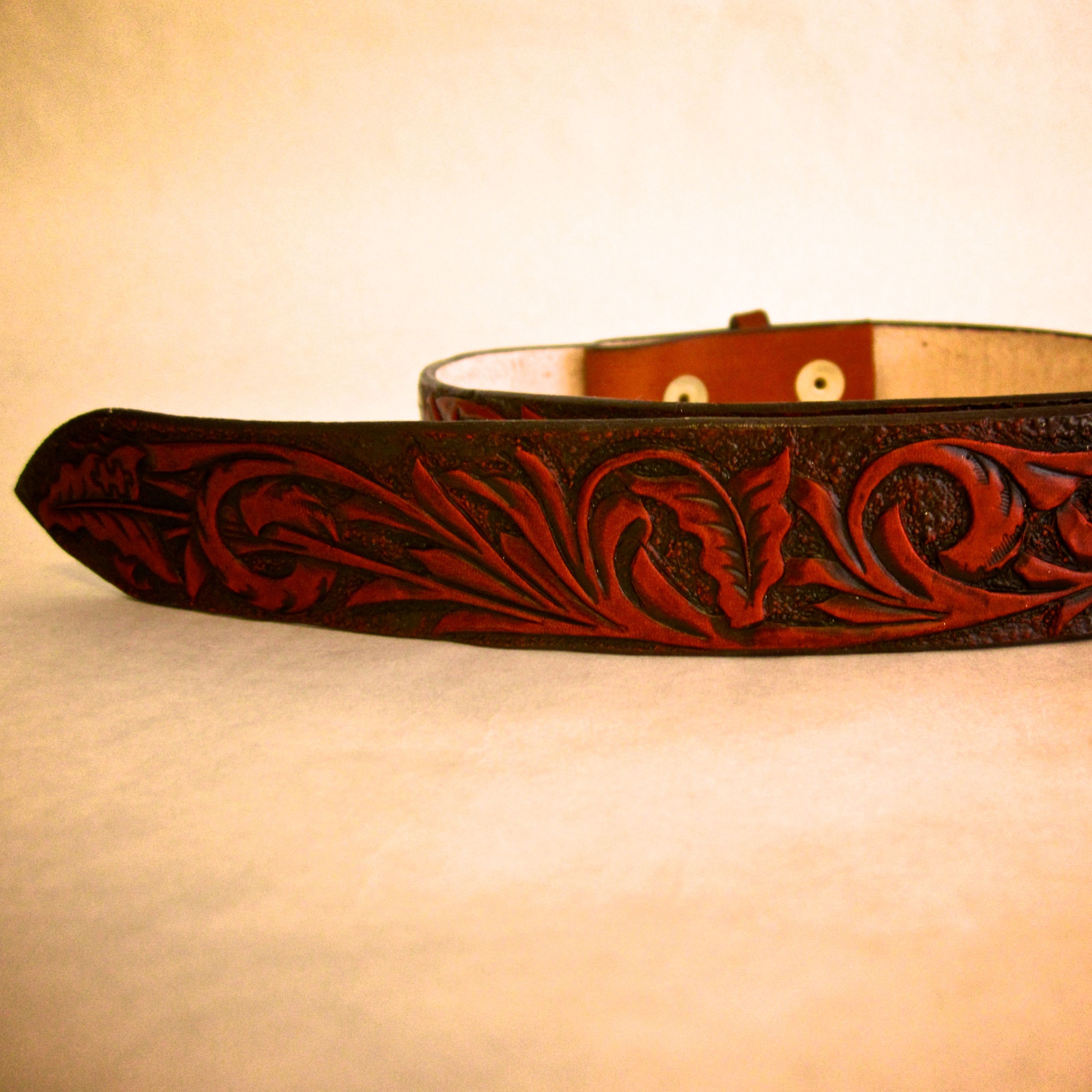 Buy Custom Made Hand Tooled Leather Belt, made to order from Leaf ...