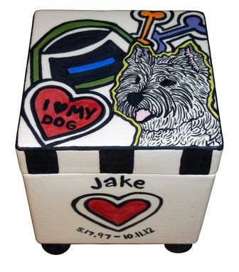 Custom Made I Love My Dog Box Urn