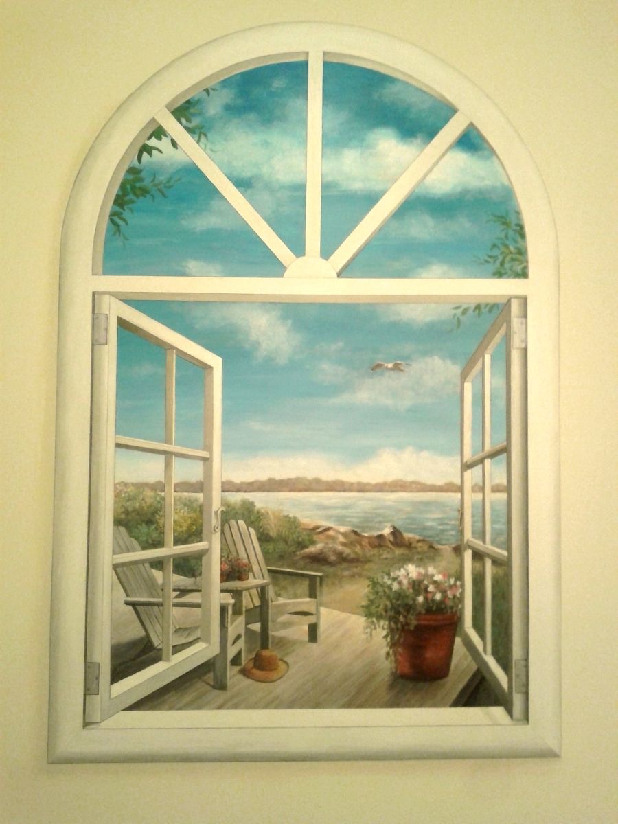 Custom Bathroom Faux Window Mural by ArtbyAnnette ...