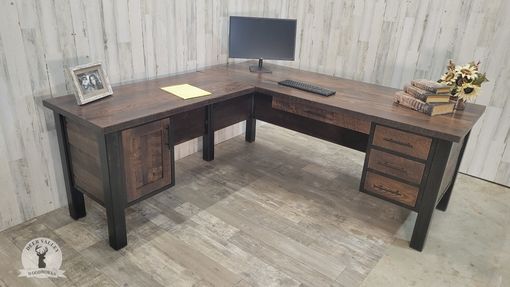 Custom Made Reclaimed Barnwood Corner Desk, Rustic Work Station, L-Shape Desk