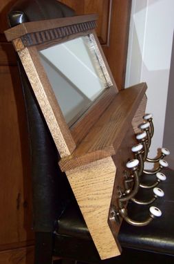 Custom Made Oak Coat Rack With Mirror