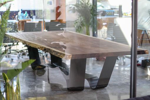 Custom Made Industrial Steel Base With Parota Table Top