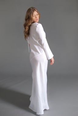 Custom Made Fine Linen White Tunic Dress - Women - Spring/Summer - V Neck -